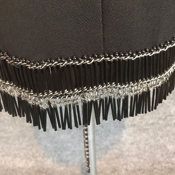 Divina Pele Elegant Black Sheer Illusion Cocktail Dress Size Small Beaded Hem - Picture 5 of 11